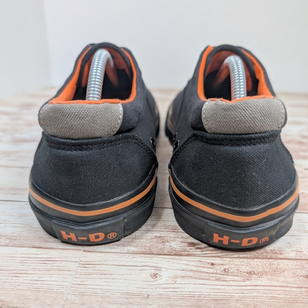Harley Davidson Canvas Black Orange Sneakers Tennis Shoes Men's Size 10 H-D - Picture 5 of 14